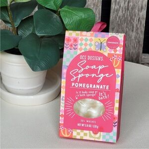 NEW OCS designs pomegranate 3.8 oz body soap bath sponge NWT